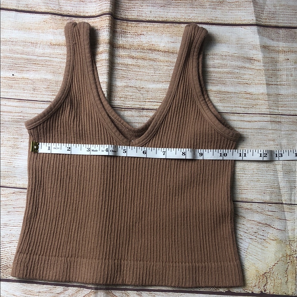 Urban Outfitters Out from Under Ribbed V-Neck Cropped Tank - Brown - Picture 3 of 5